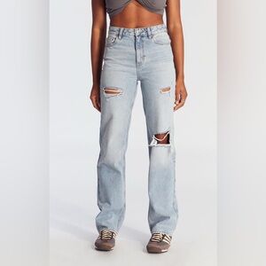 PacSun Light Blue Distressed Straight Leg Jeans